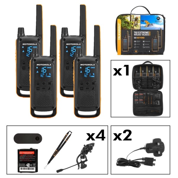 Motorola T82 Extreme (Quad Pack) Walkie Talkies